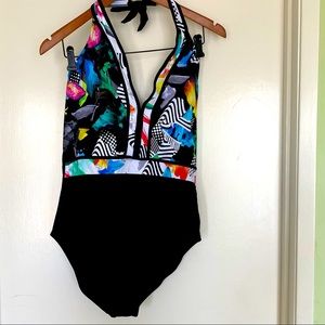 Multicolored one piece bathing suit